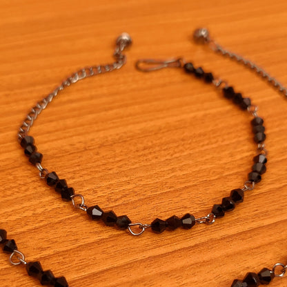 ANTIQUE BLACK CRYSTAL ANKLET