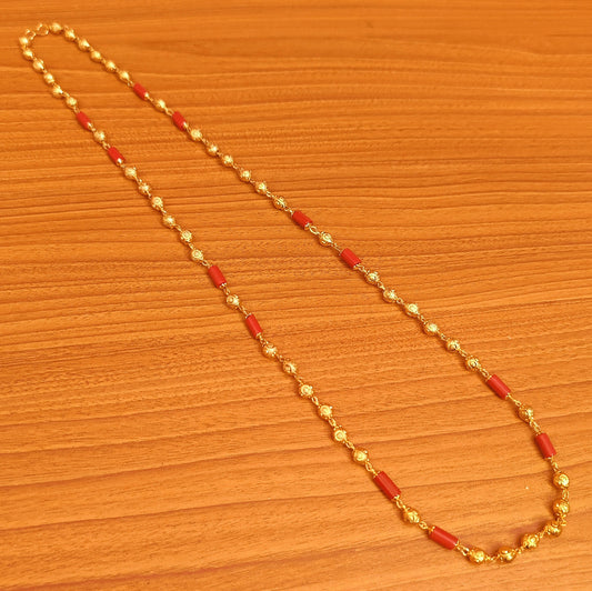 GOLD LOOK CORAL COLOUR BEAD NECKLACE