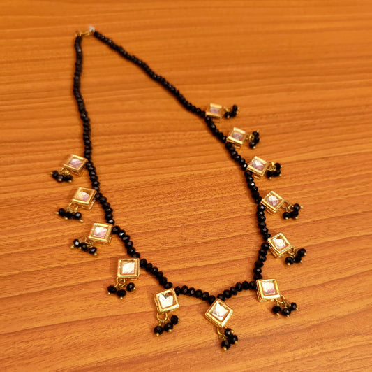 BLACK CRYSTAL KUNDAN MEENAKARI MANGALSUTRA