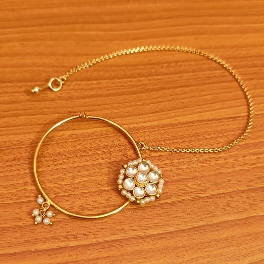KUNDAN & PEARL BRIDAL NOSE RING