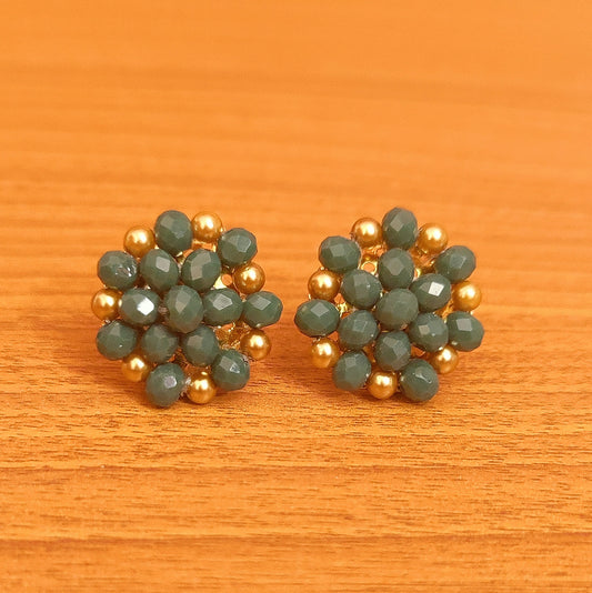 GREEN CRYSTAL GOLD PLATED STUDS