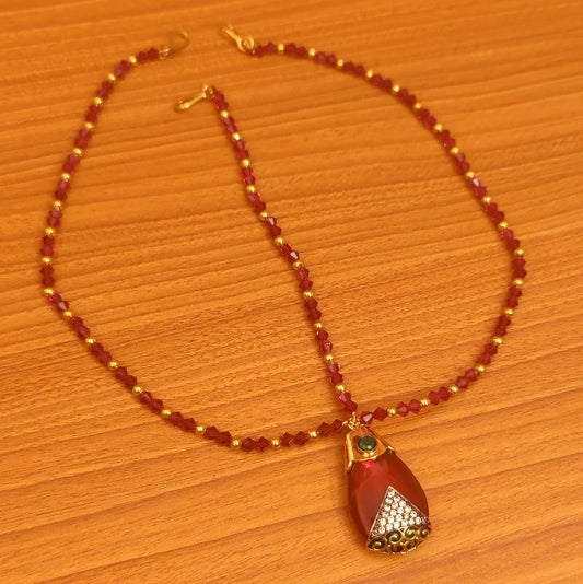 RED STONE CRYSTAL LOOK WEDDING MAANG TIKKA