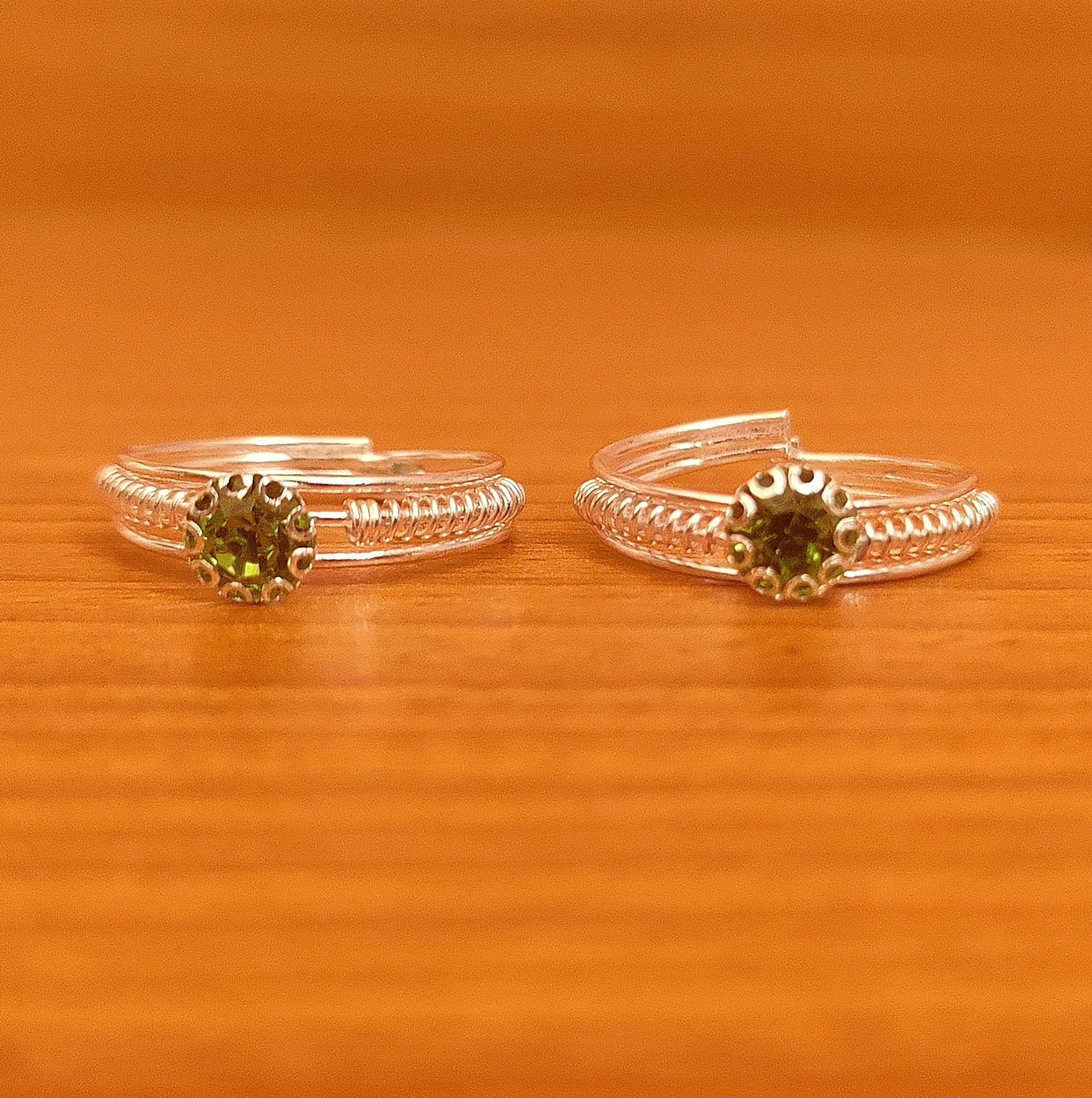 SILVER PLATED CZ STONE ADJUSTABLE TOE RING