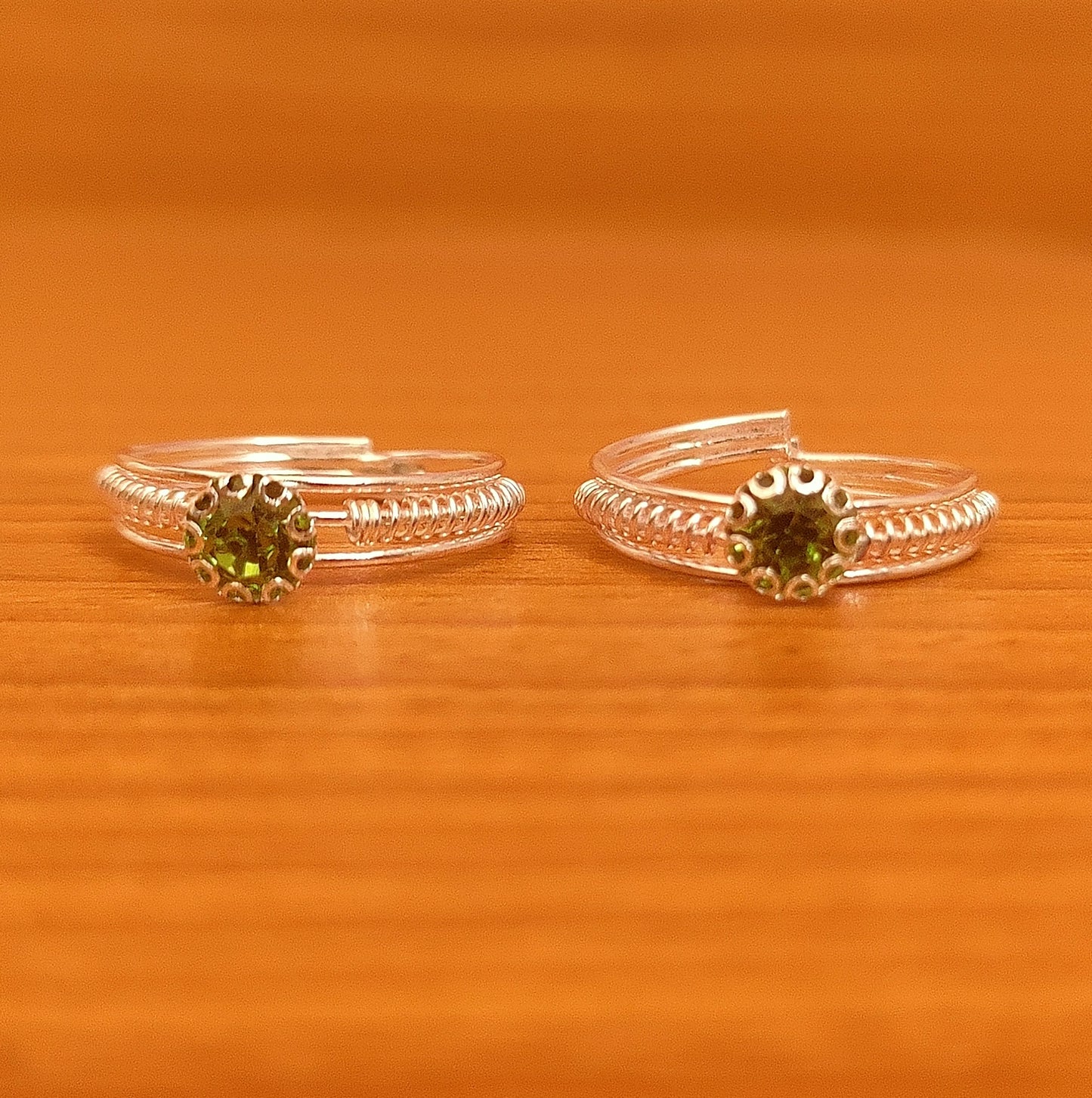 SILVER PLATED CZ STONE ADJUSTABLE TOE RING