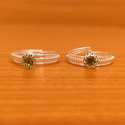 SILVER PLATED CZ STONE ADJUSTABLE TOE RING
