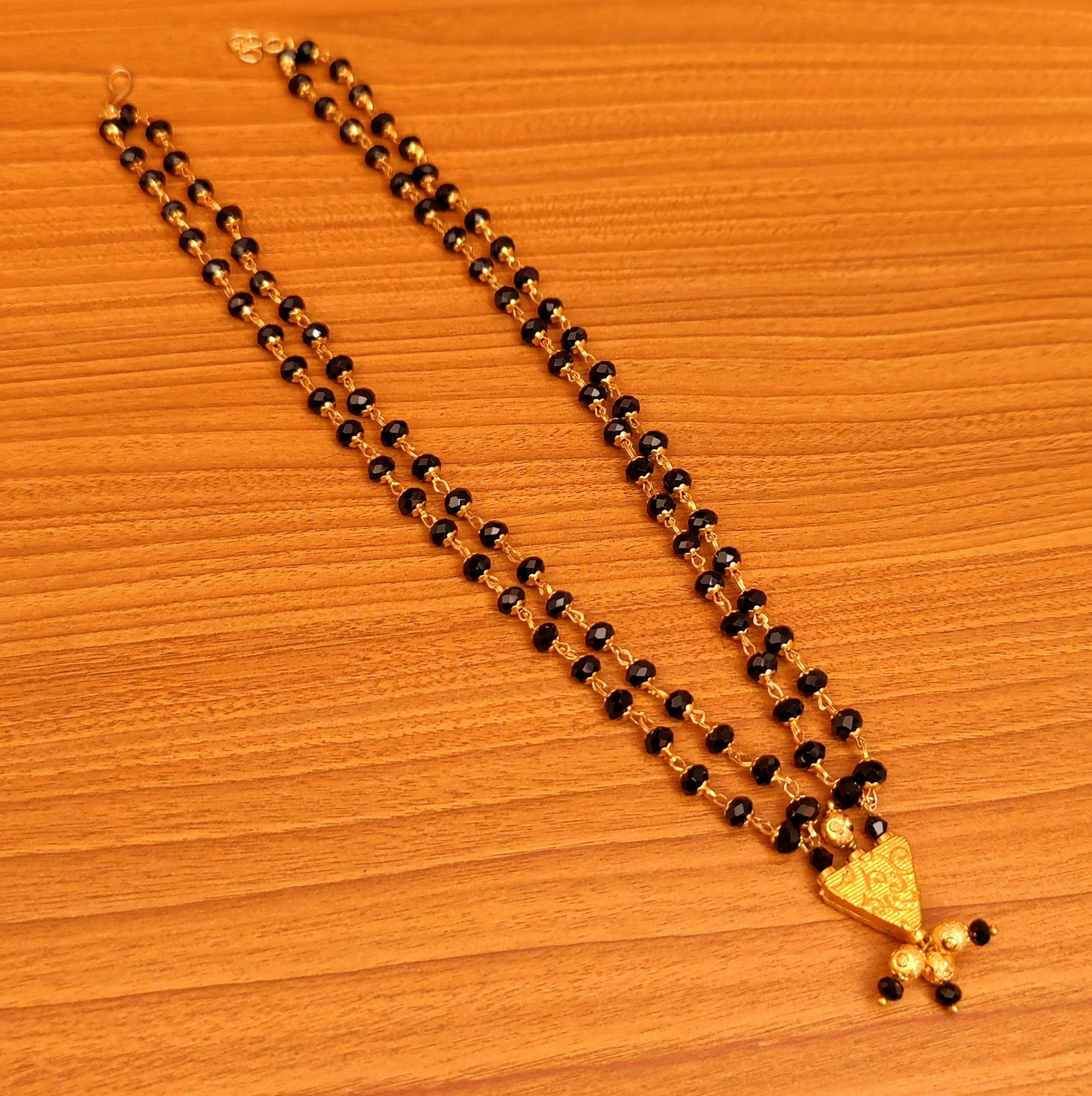 BLACK CRYSTAL GOLD LOOK ETHNIC MANGALSUTRA – Sanvi Jewels