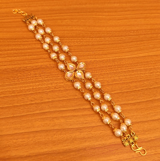 KUNDAN MEENAKARI PEARL CAP OPENABLE BRACELET