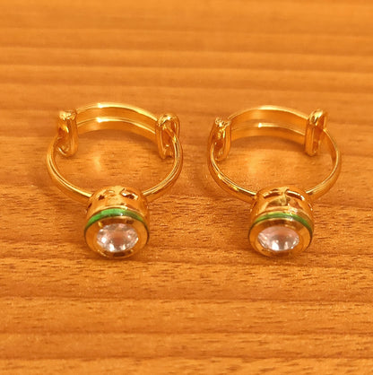 ROUND KUNDAN MEENAKARI ADJUSTABLE TOE RING