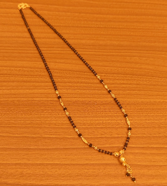 BLACK BEADS GOLD PLATED ETHNIC MANGALSUTRA