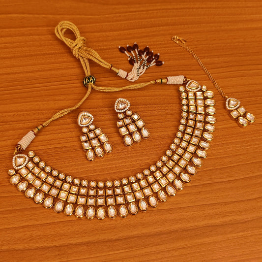 KUNDAN MEENAKARI MULTI LAYERED POLKI WEDDING NECKLACE SET