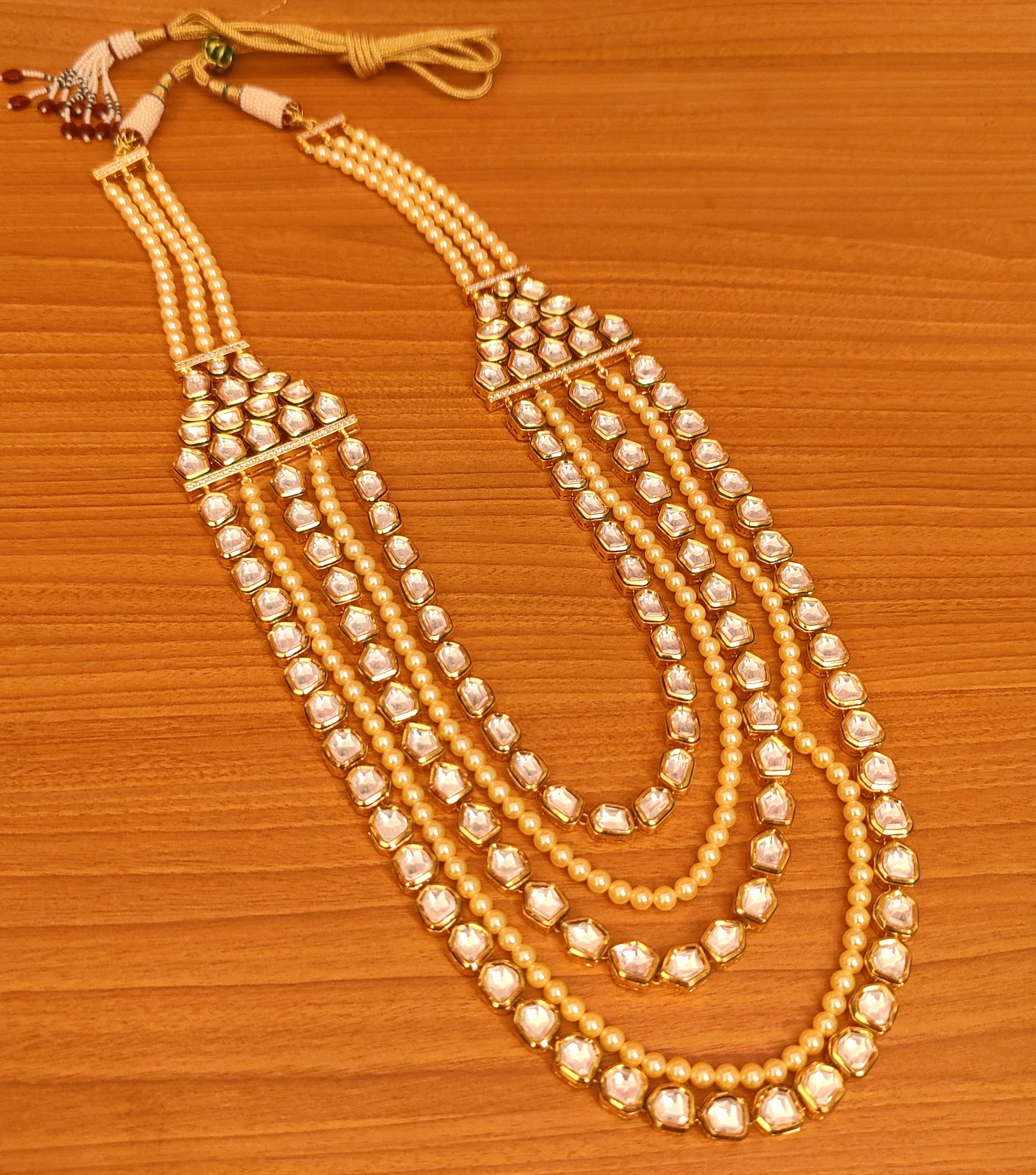 Buy White Kundan And Pearl Embellished Long Necklace Set by Chhavi's Jewels  Online at Aza Fashions.