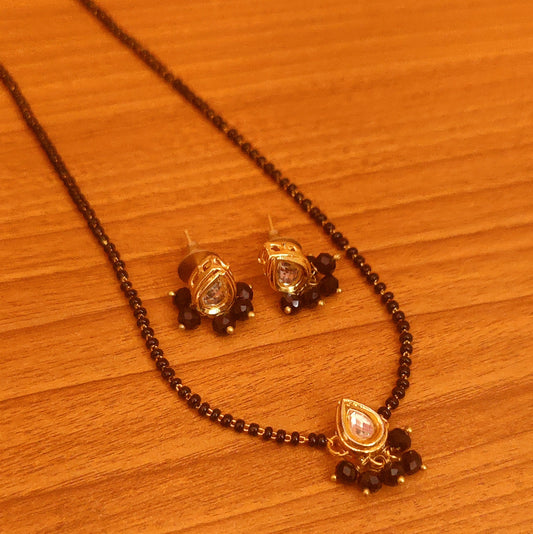PEAR SHAPED SINGLE KUNDAN MEENAKARI MANGALSUTRA