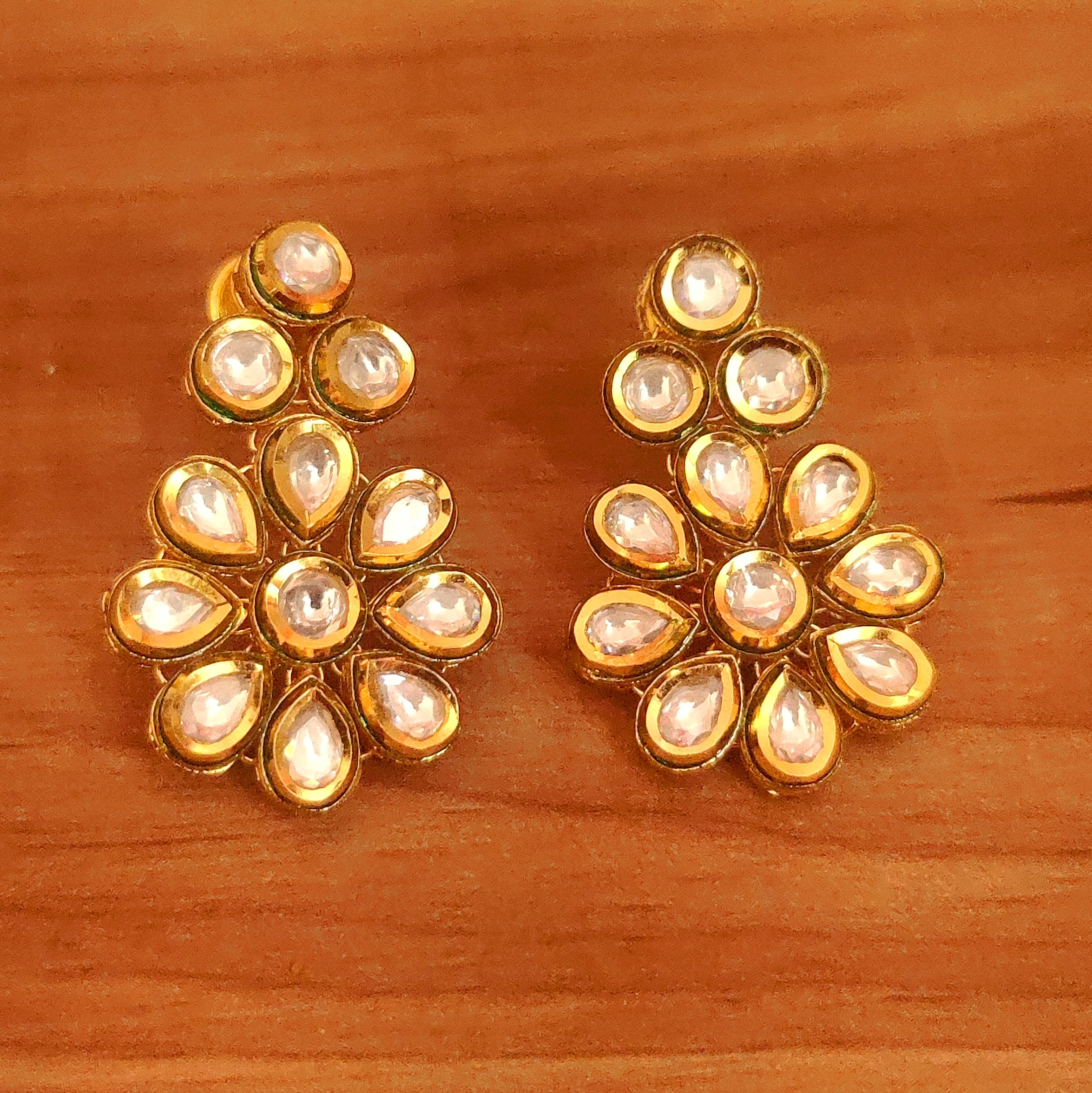 Kriaa Austrian Stone Multi Gold Plated Kundan Earrings