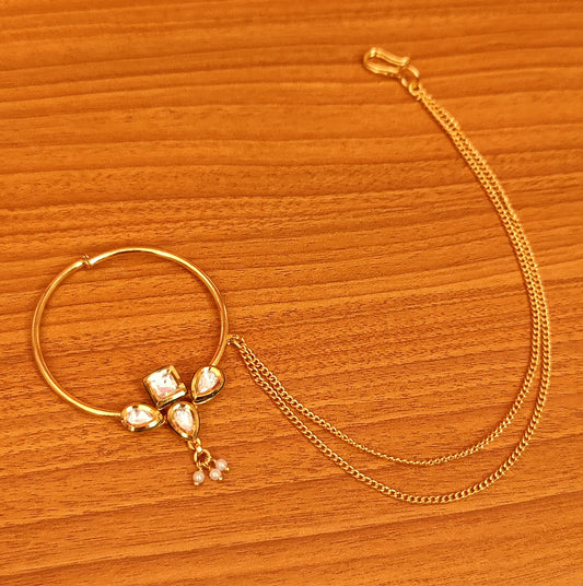 KUNDAN POLKI PEAR SHAPED BRIDAL WEAR NOSE RING