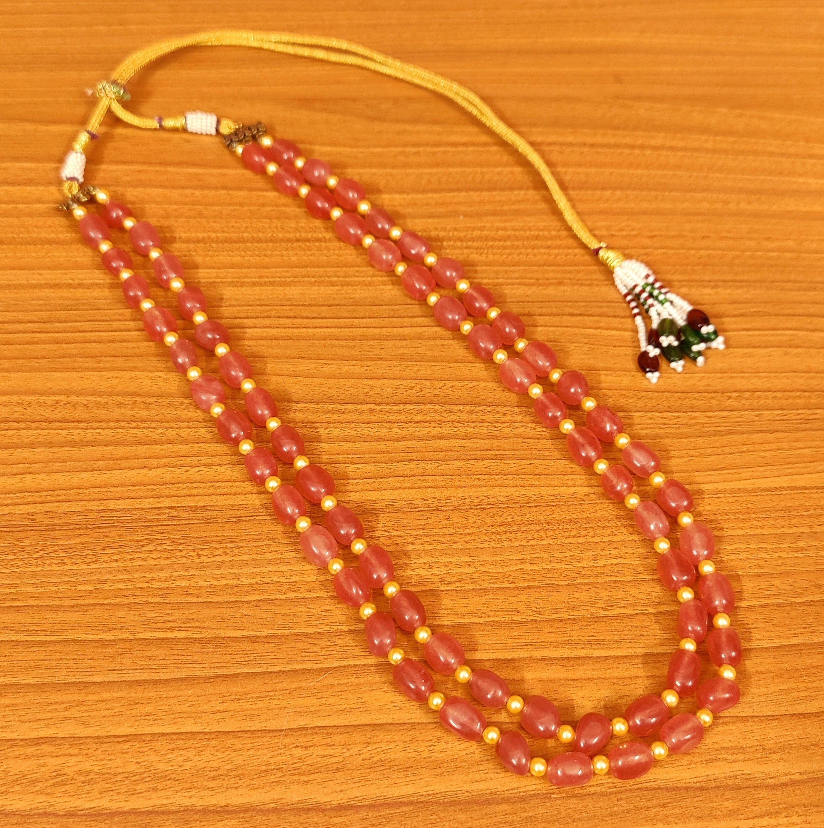 MAUVE COLOUR QUARTZ MULTILAYERED NECKLACE