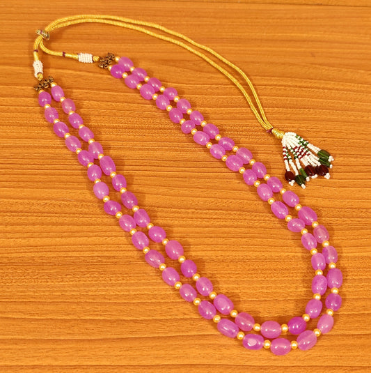 MAUVE COLOUR QUARTZ MULTILAYERED NECKLACE
