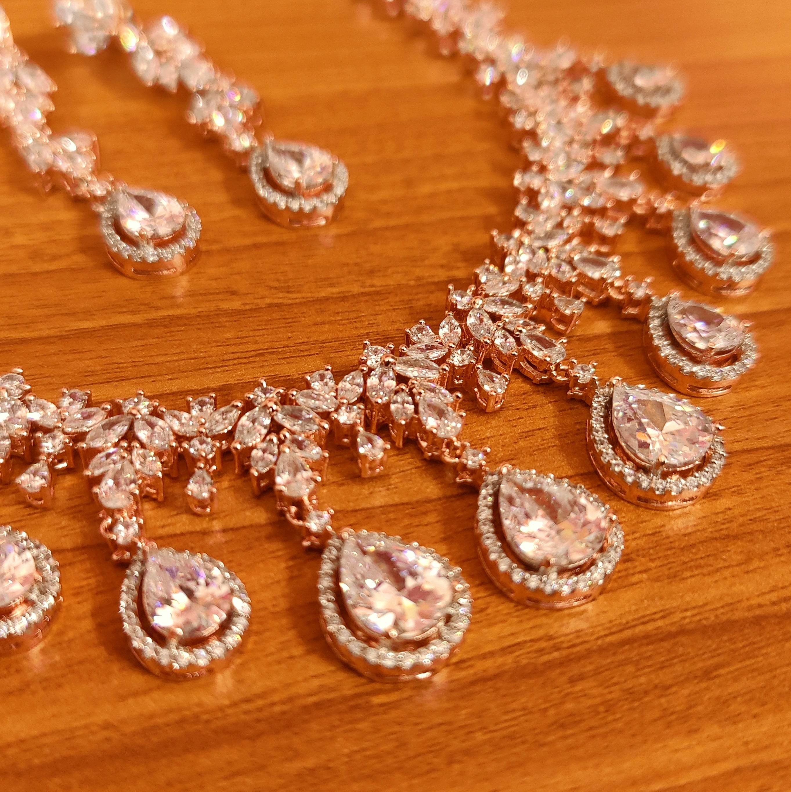 Mariell Rose Gold Round-Cut Cubic Zirconia Necklace India | Ubuy