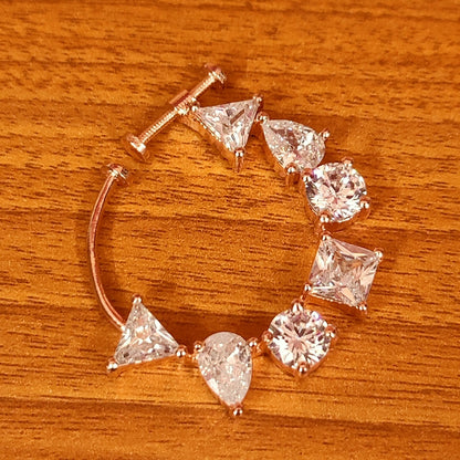 GOLD PLATED CZ STUDDED NON PIERCING NOSE RING