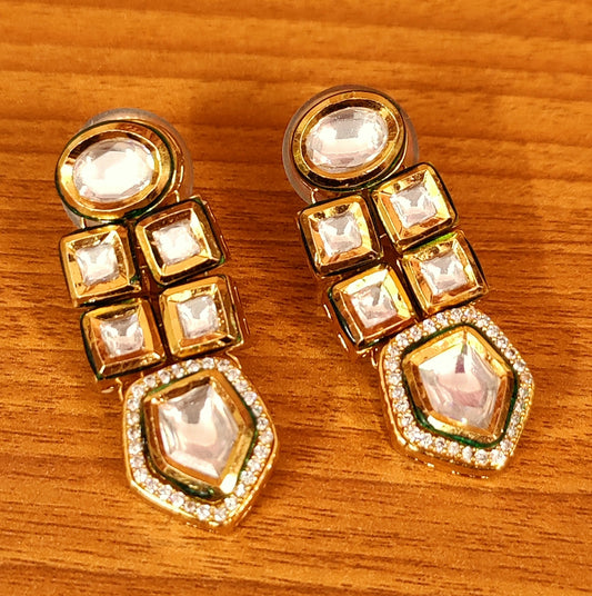 KUNDAN POLKI CZ STUDDED EARRINGS