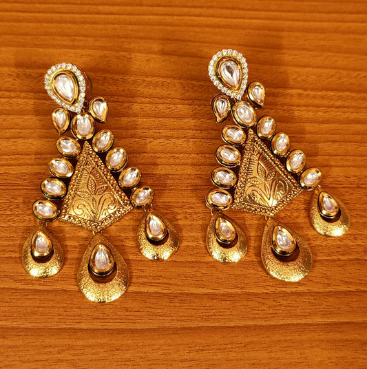 KUNDAN POLKI REAL GOLD LOOK DANGLERS