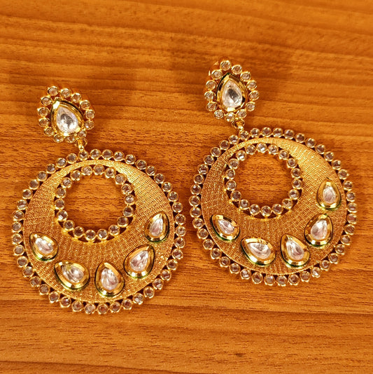 POLKI KUNDAN GOLD LOOK FINE CHAANDBALI