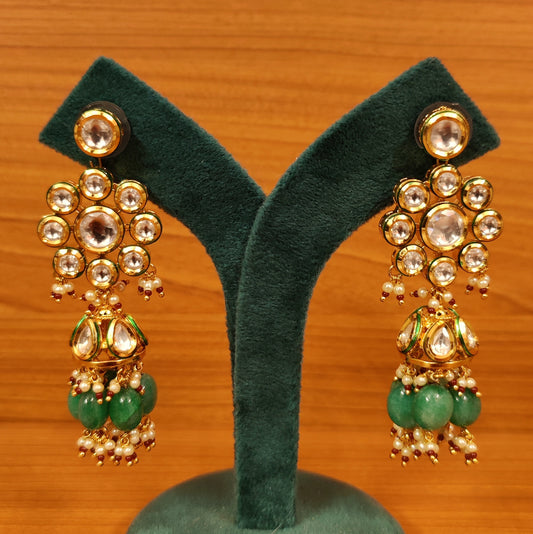 KUNDAN MEENAKARI EMERALD LOOK DANGLERS