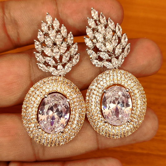 SILVER & GOLD PLATED CZ STUDDED PARTY DANGLERS
