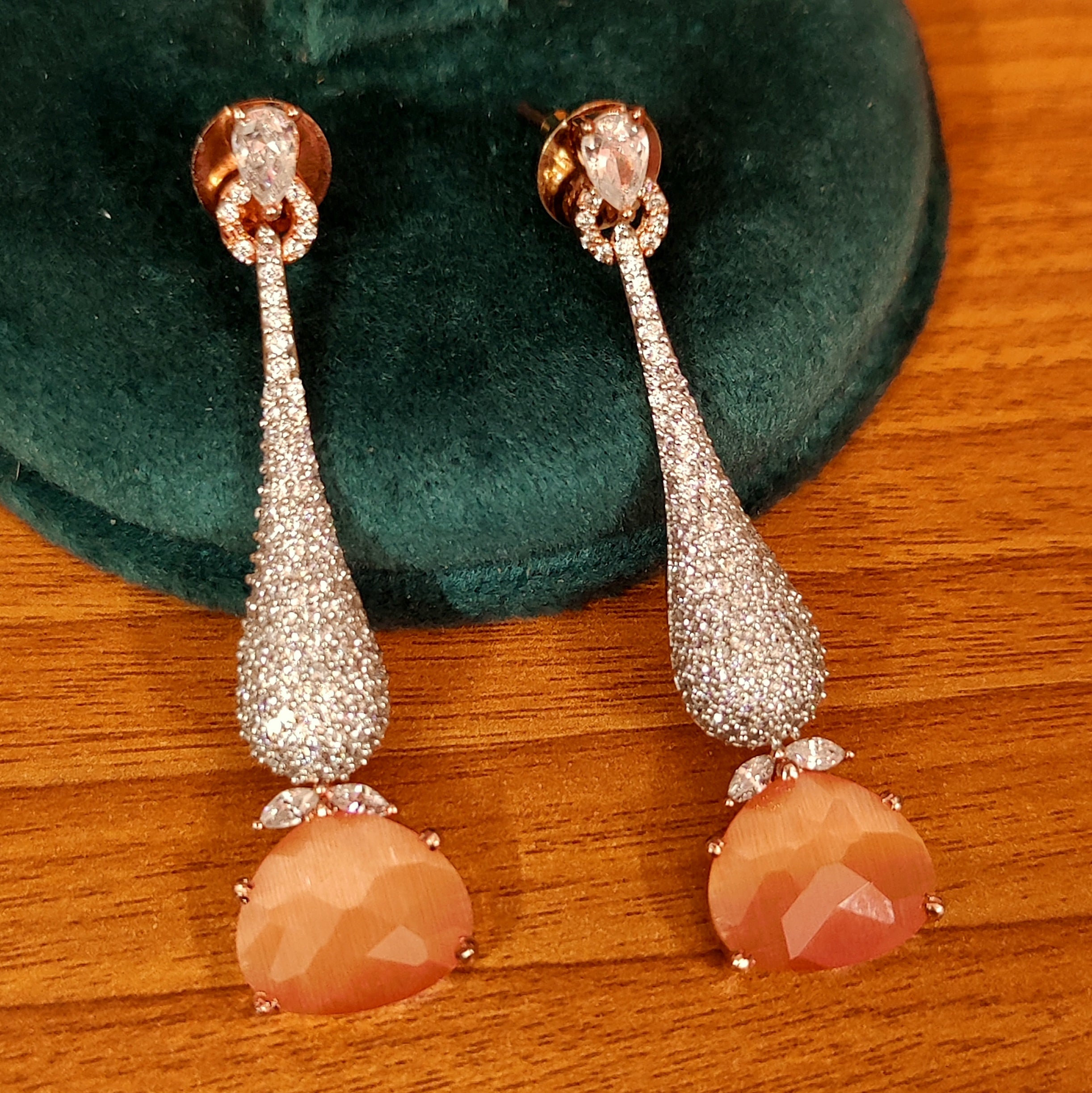 Rose Gold Beads Drop Earrings By Estonished | M79-SP23-31 | Cilory.com