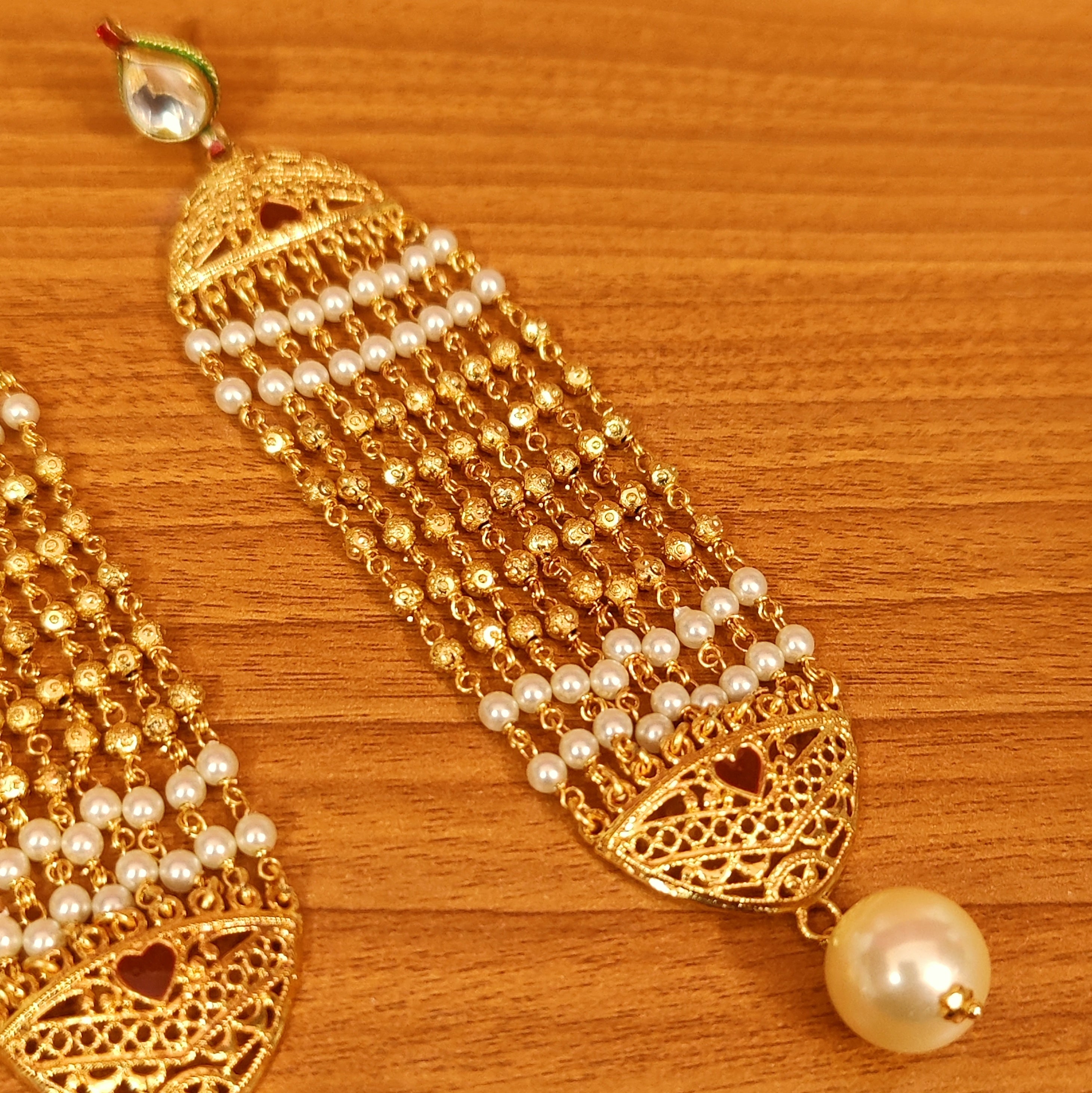 Turquoise  Pearl Beads Hanging Artisan Earrings