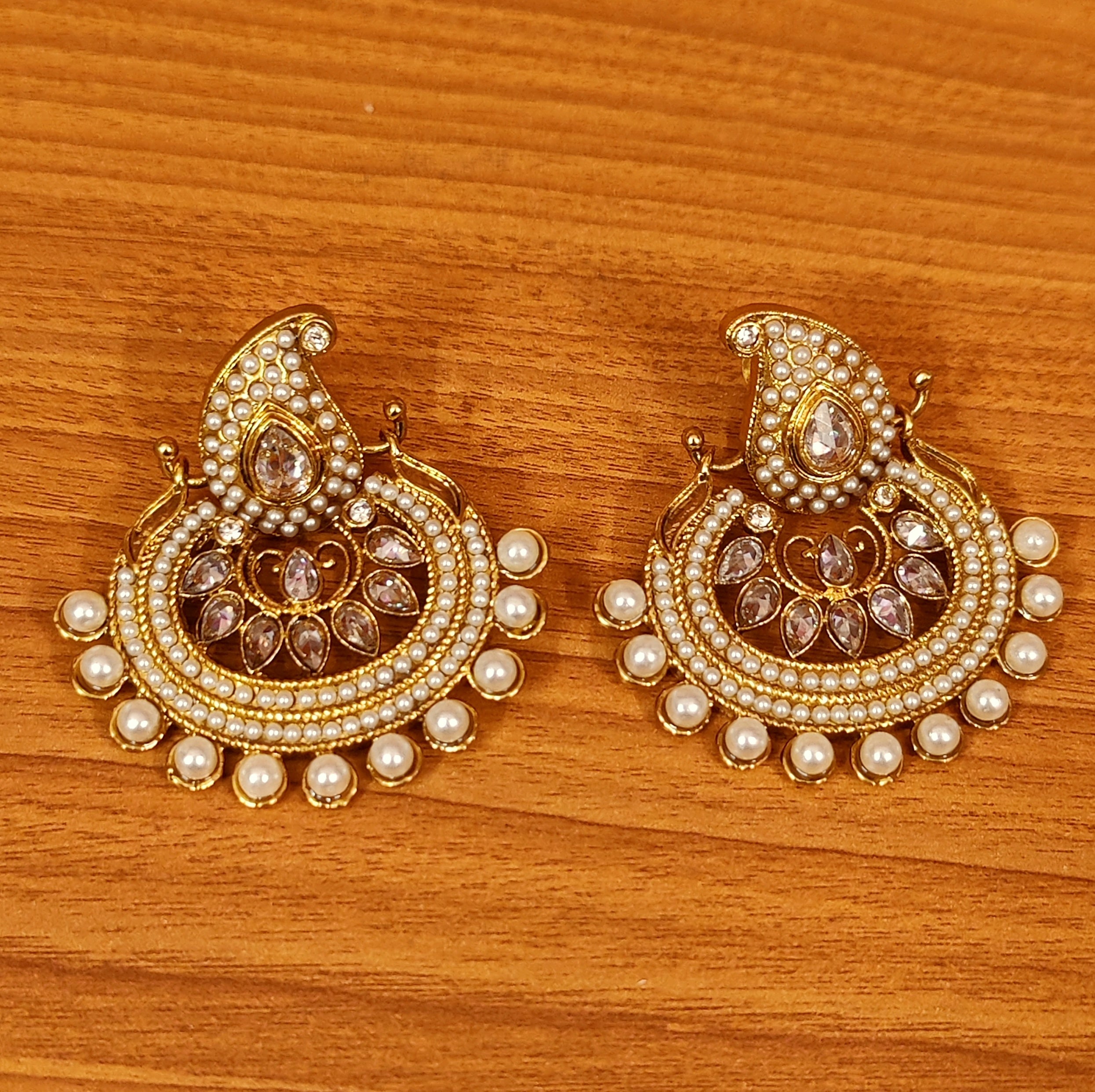 Chandbali Earrings | Chand Bali Gold Design – Peach Tassels