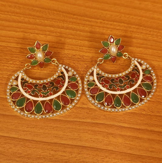 MULTICOLOUR STONES & PEARL MEENAKARI CHAANDBAALI