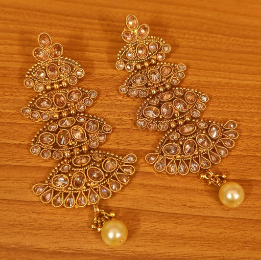 ANTIQUE LOOK POLKI STUDDED DANGLERS