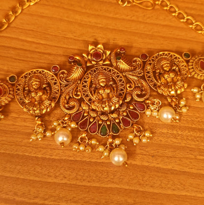 MULTICOLOUR TEMPLE LOOK ANTIQUE GOLD BAJUBAND