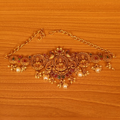 MULTICOLOUR TEMPLE LOOK ANTIQUE GOLD BAJUBAND