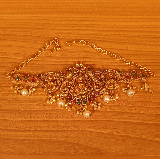 MULTICOLOUR TEMPLE LOOK ANTIQUE GOLD BAJUBAND
