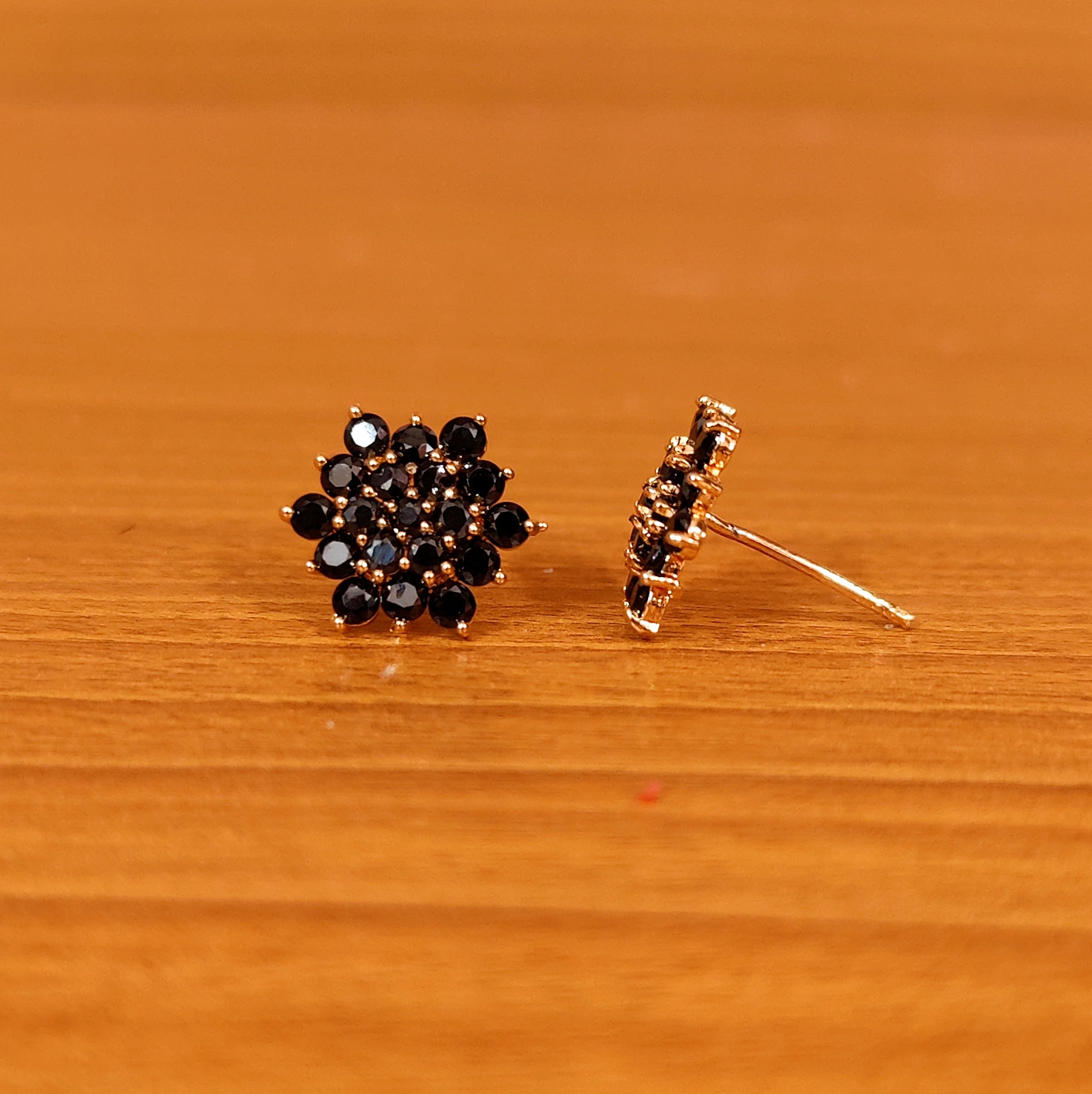 Black COLOUR CZ STUDDED GOLD PLATED STUDS GREEN