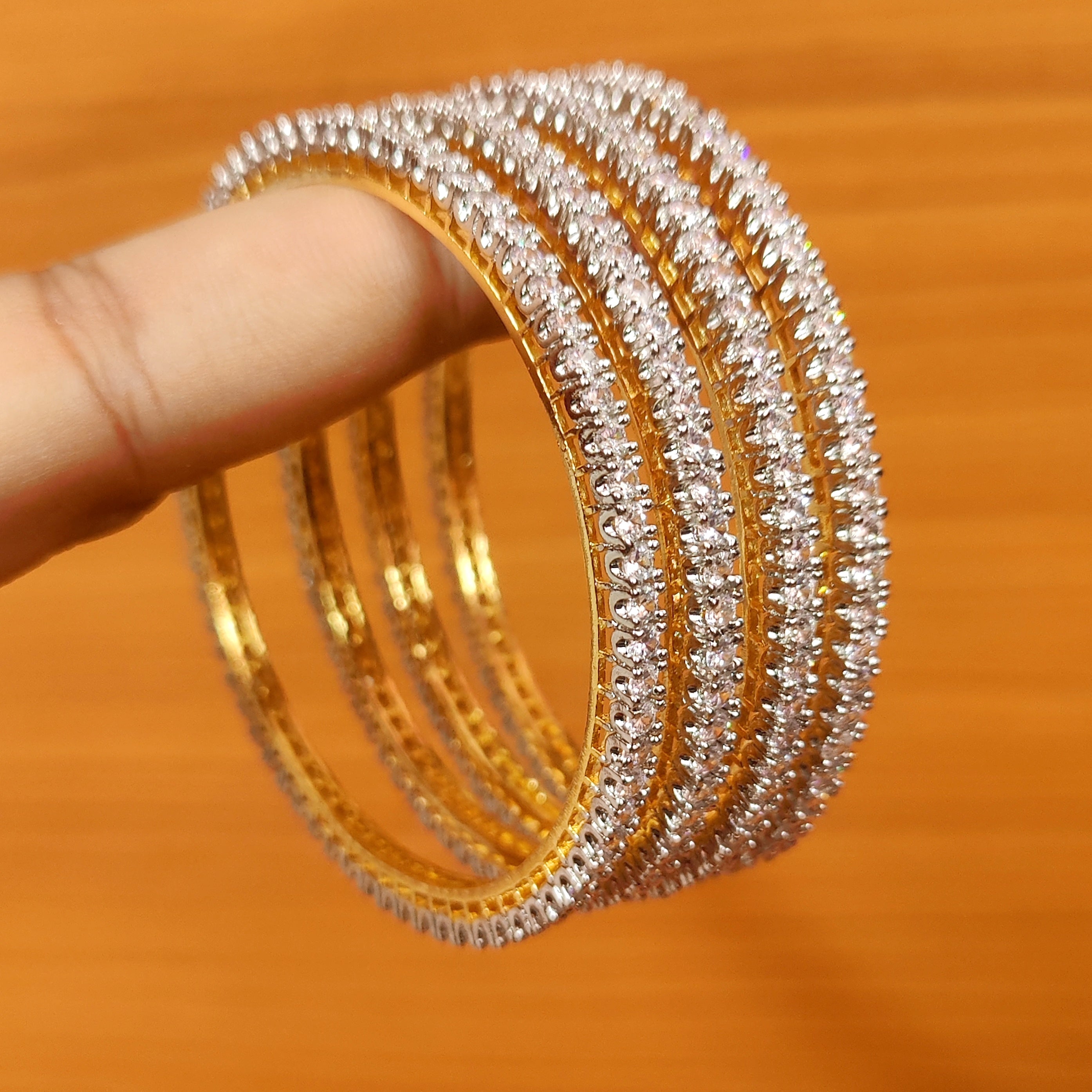 Yellow Gold Solitaire Bangles | Diamond Jewelry for women