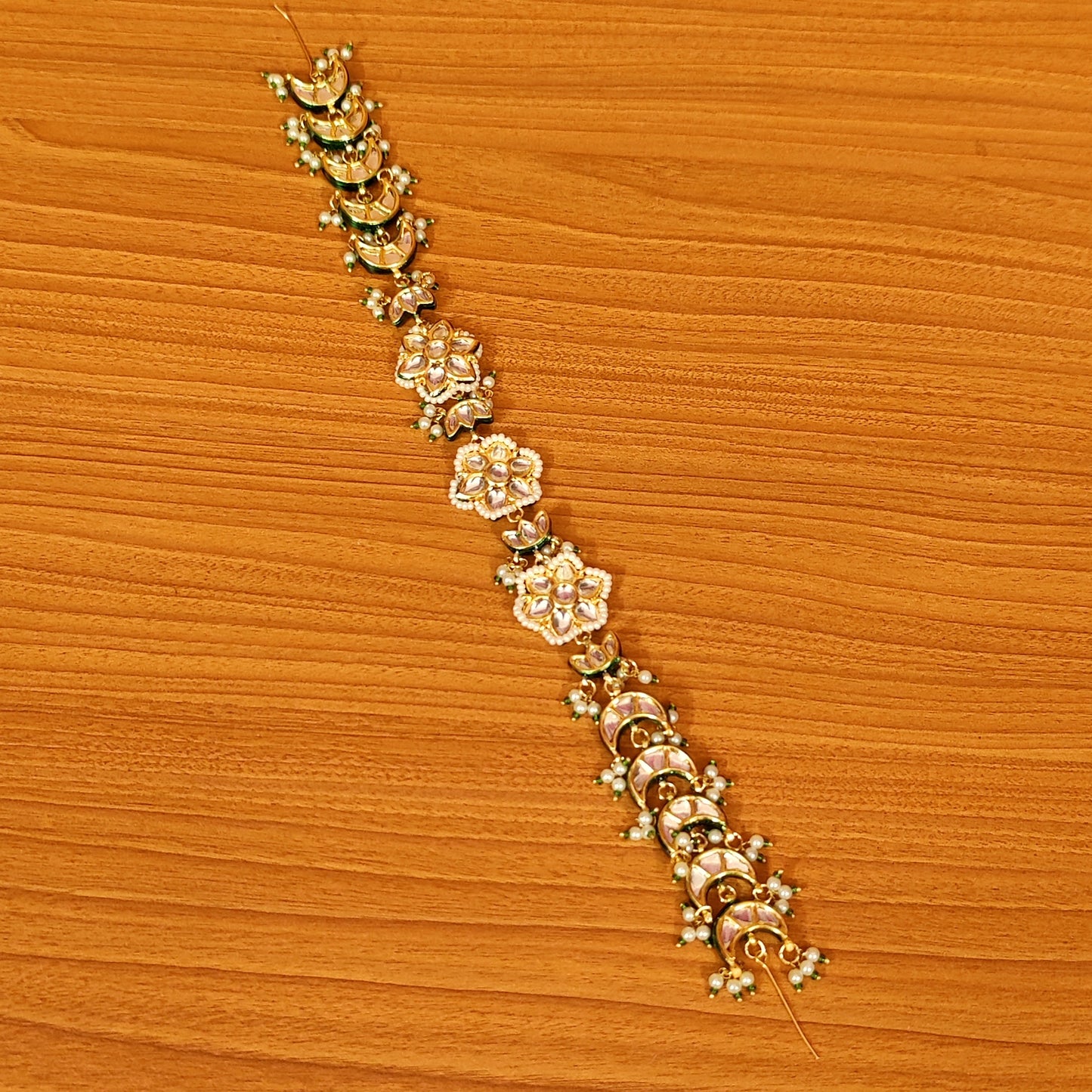 KUNDAN MEENAKARI & PEARL BRIDAL SHEESHPATTI