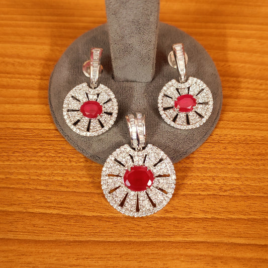 Crimson Radiance Halo Pendant Set