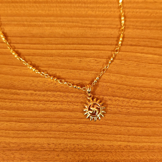 GOLD PLATED SWASTIK PENDANT WITH CHAIN
