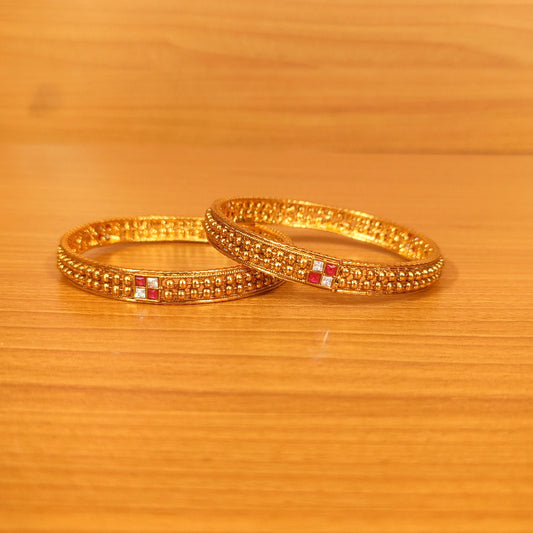 ANTIQUE GOLD PLATED CZ STUDDED BANGLES