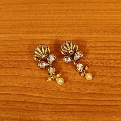 ANTIQUE GOLD LOOK KUNDAN POLKI RUBY PENDANT SET