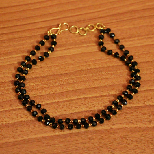 BLACK CRYSTAL DOUBLE LINE BRACELET