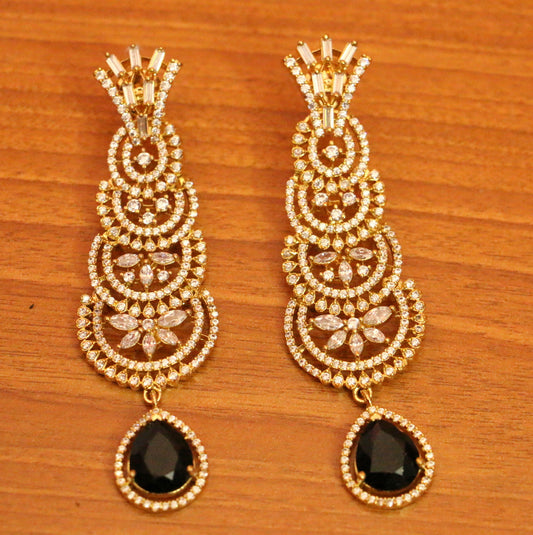 CITRINE DIAMOND LOOK GOLD PLATED DANGLERS