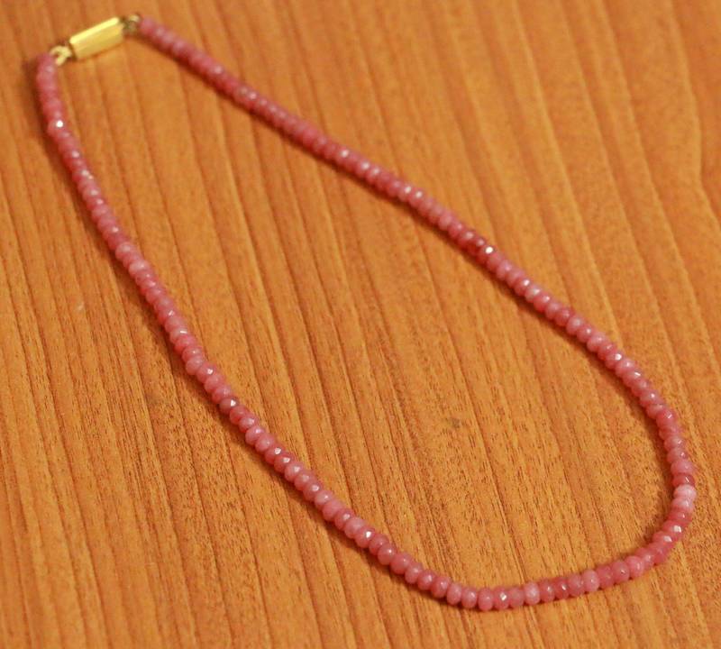 Maroon Ruby Colour Single Line Semi Precious Necklace