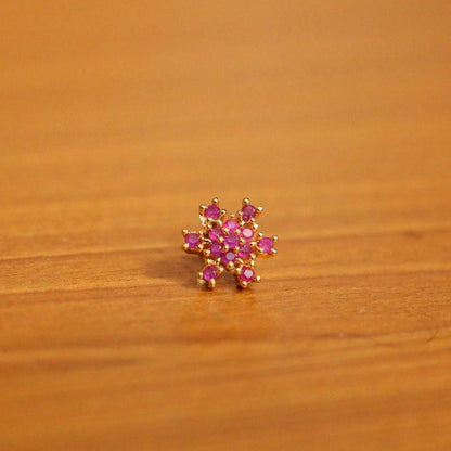 RUBY GOLD PLATED SCREW PIERCING NOSE PIN