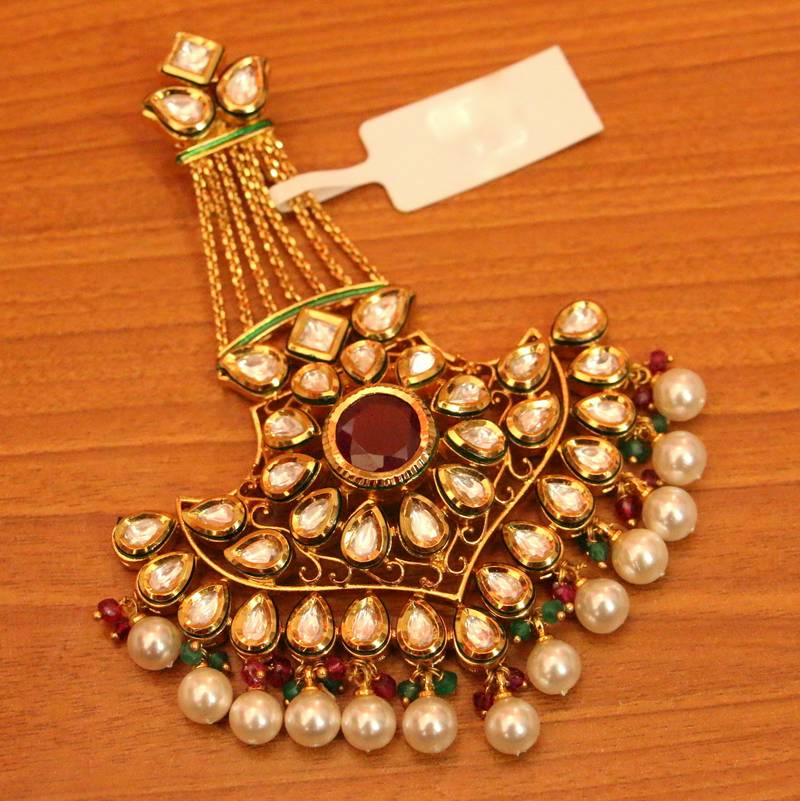 KUNDAN POLKI & MEENAKARI GOLD PLATED BRIDAL PAASA