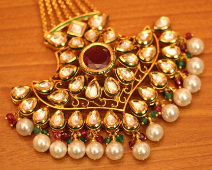 KUNDAN POLKI & MEENAKARI GOLD PLATED BRIDAL PAASA