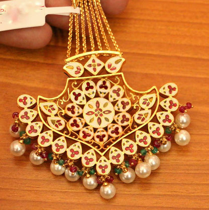 KUNDAN POLKI & MEENAKARI GOLD PLATED BRIDAL PAASA