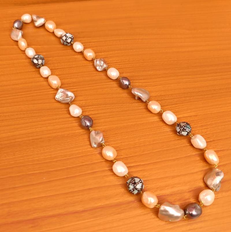 Baroque pearl necklace Chanel Anthracite in Pearl - 35025486